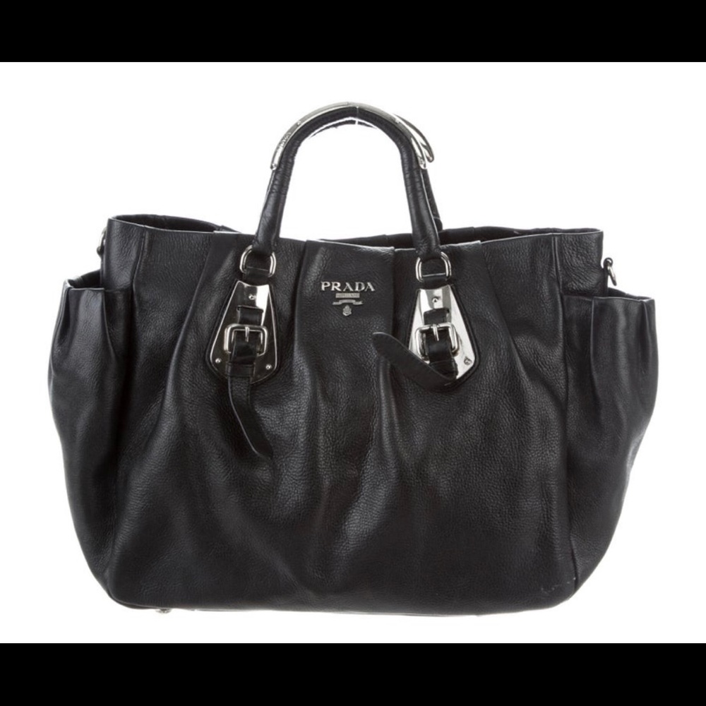 Prada pleated convertible leather bag